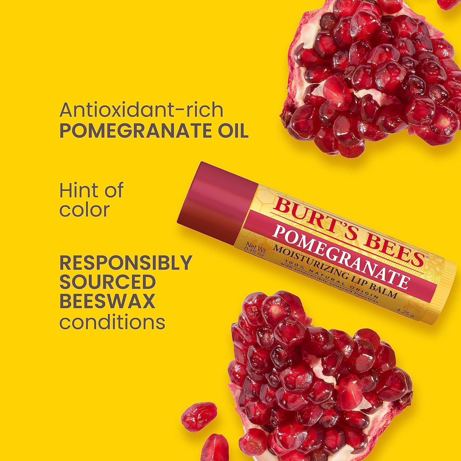 Burt's Bees 100% Natural Moisturizing Pomegranate Lip Balm - 3 Pack