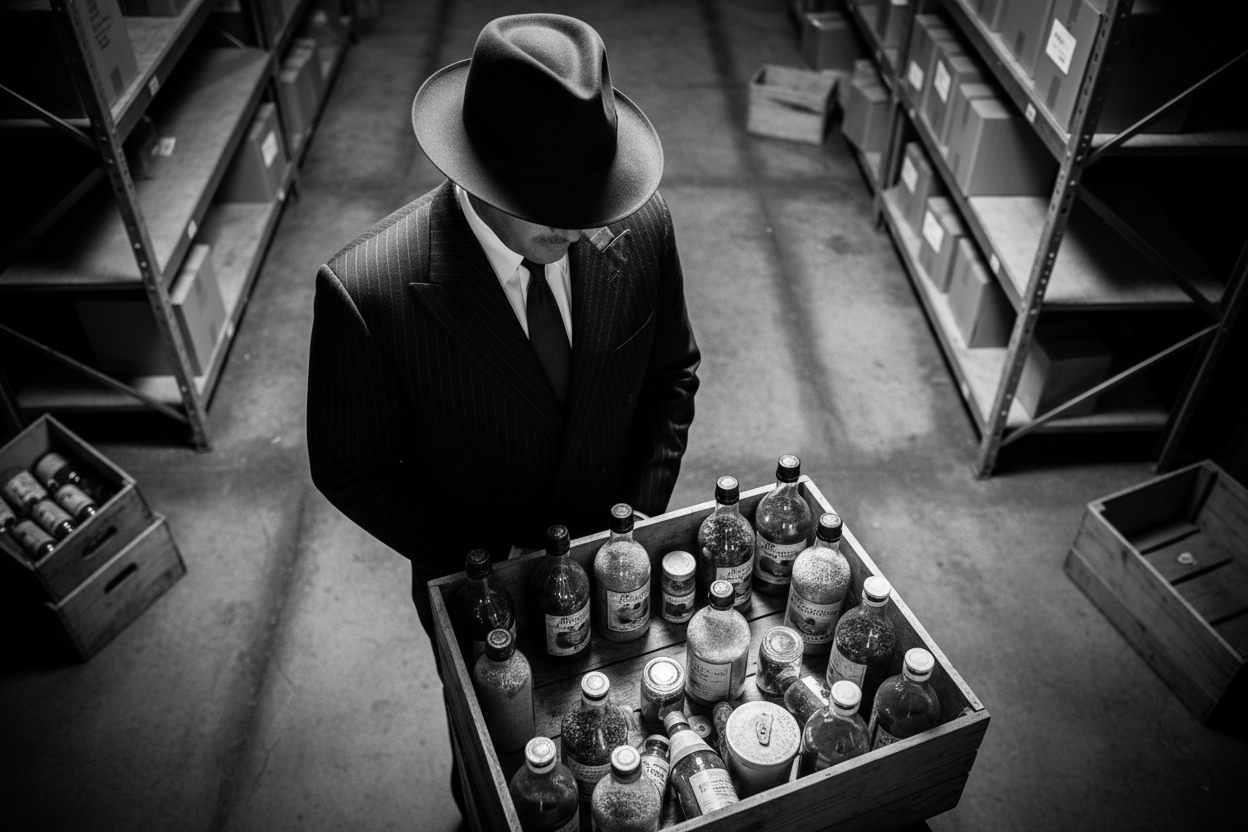 Put more bottles of seasonings in the crate, and wash it out with black and white.